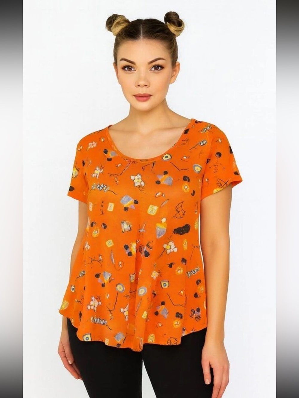 Disney Parks Orange Halloween Snacks Women Top Tee Oversize L (Fits 2X)